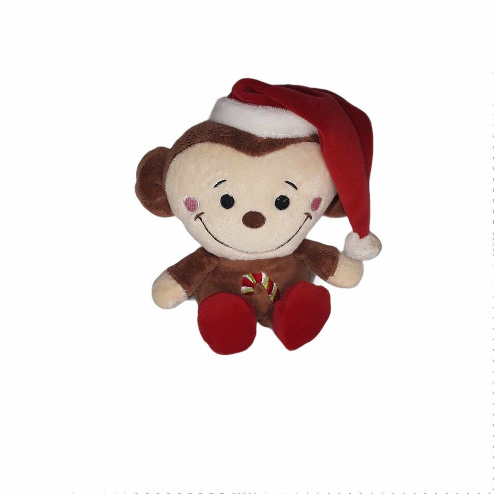 Dan Dee Christmas Monkey 10" Plush Santa Hat Embroidered Candy Cane Tummy